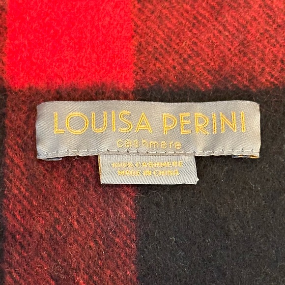 🌟HP🌟NWOT Cashmere Red & Black Buffalo Plaid Scarf by Louisa Perini - Picture 4 of 7